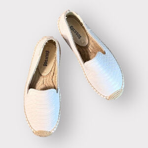 Soludos VHTF Womens sz 5 Leather Espadrilles Loafers White Platform Snake Python